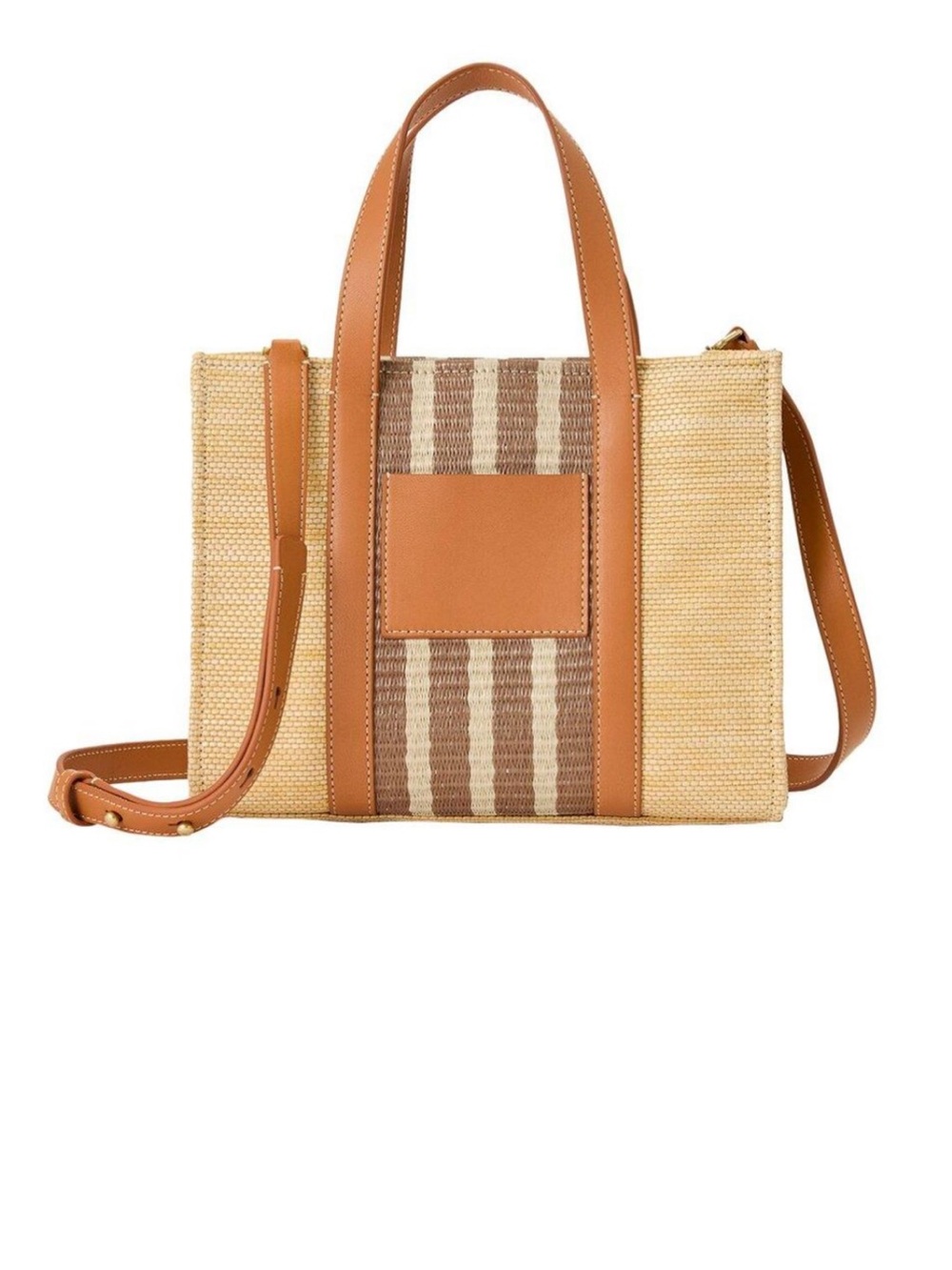 Jmaclaughing Ines Grasscloth Tote | Tan and Brown Striped